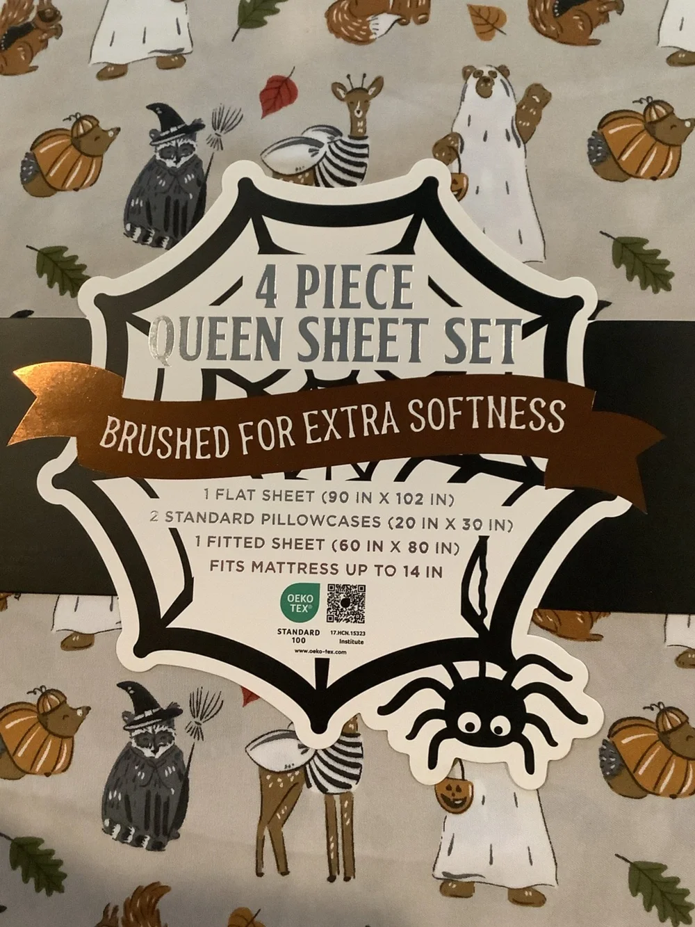 Envogue Halloween Forest Critters Queen Sheet Set New